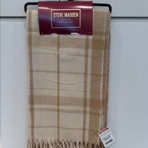 Steve Madden Beige and Cream Plaid Scarf